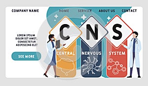 Vector website design template . CNS - Central Nervous System, acronym medical concept. photo